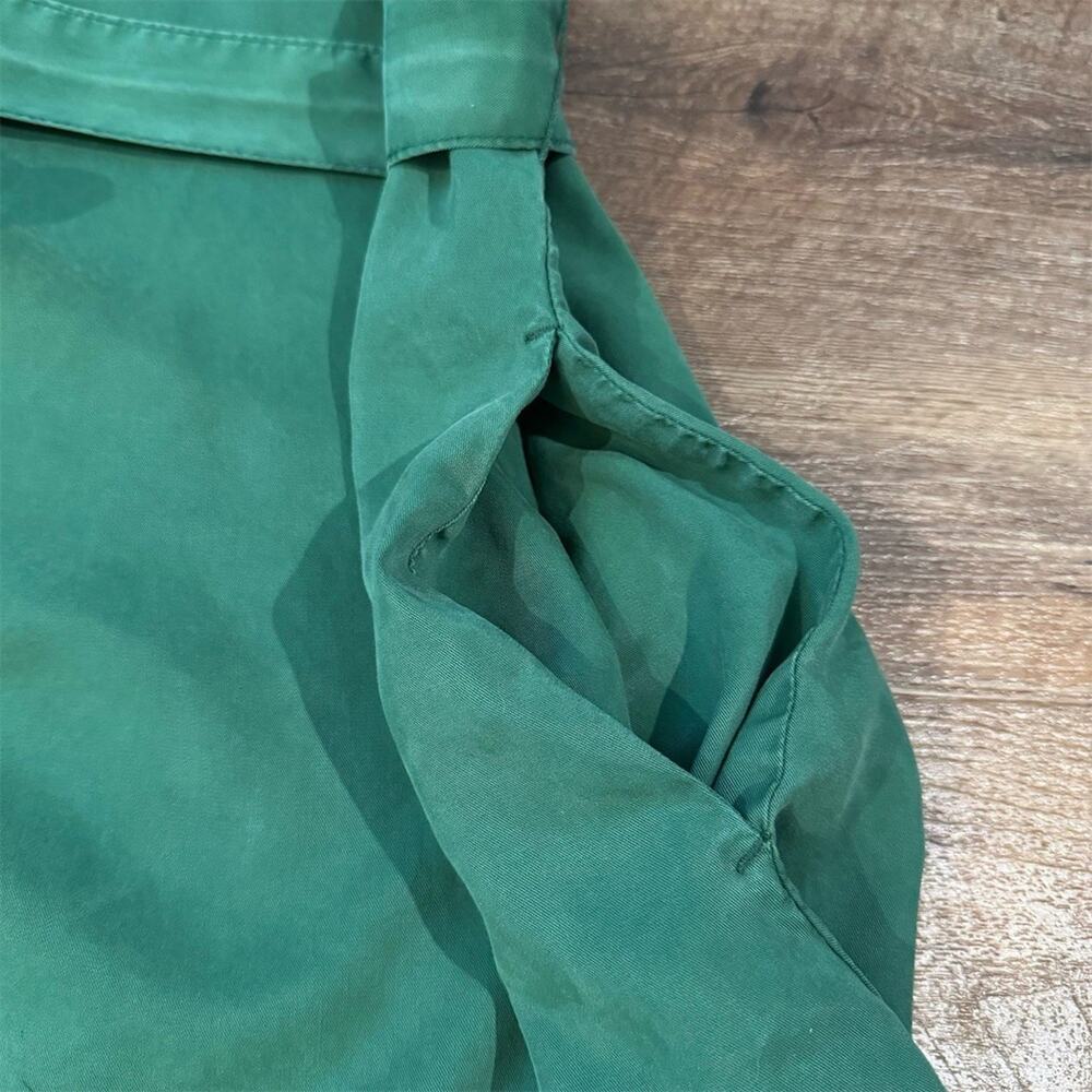 Lane Bryant Shirt Dress 22 Forest Green Sleeveless Tie Belt Pockets Office READ - Picture 3 of 11